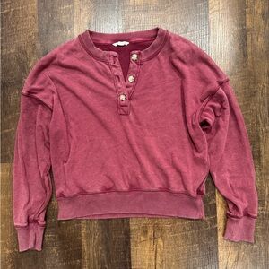 American Eagle Outfitters oversized Maroon Button-Up Sweatshirt